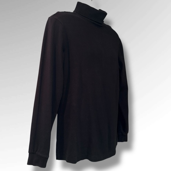 🧵 Vintage Eddie Bauer USA Mock Turtleneck Shirt Black Long Sleeve Size Large - Picture 6 of 13